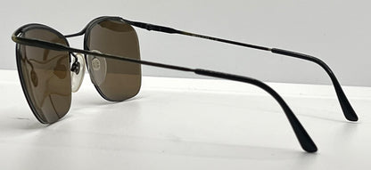 Metalflex LG Vintage Sunglasses-Half Rim Wire Frame-Brown Lenses-Italy-55mm