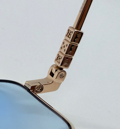 Chrome Hearts AM Gold Plated – Solid Light Blue Lenses – Deadstock Full Kit