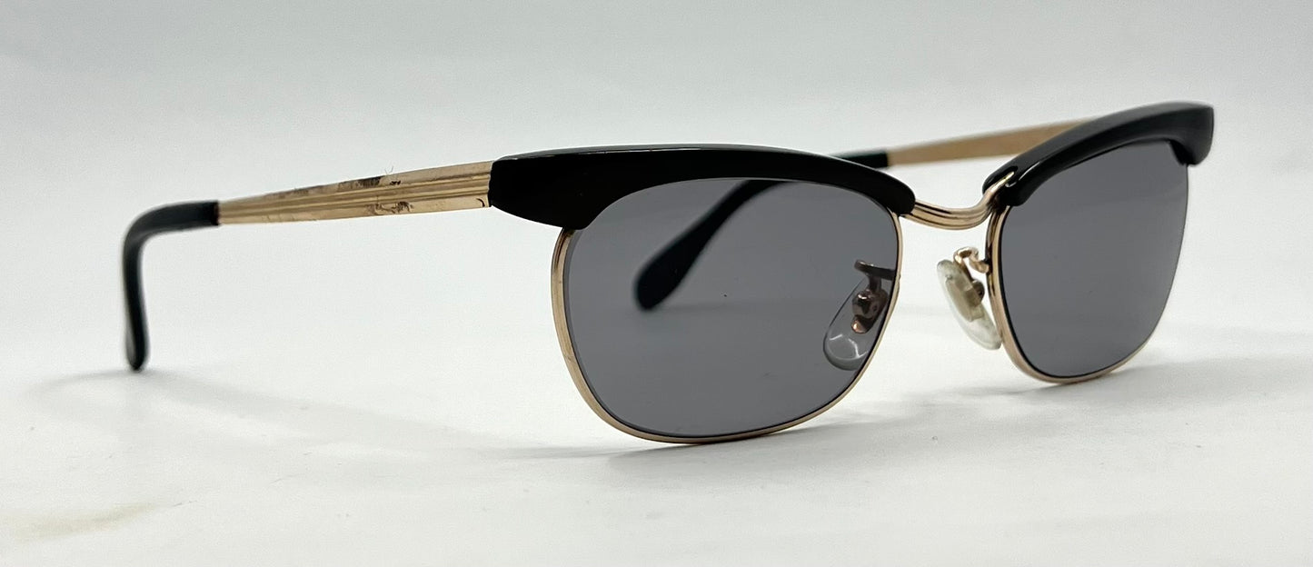 Vintage 1/5 12K Gold-Filled Half-Rim Sunglasses-New Grey Tinted Custom Lenses