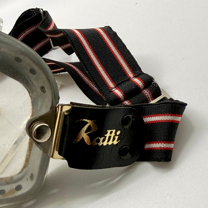 Ratti-Patent Vintage Motorcycle Goggles-Made in Italy-50s/60s Racing Aviator