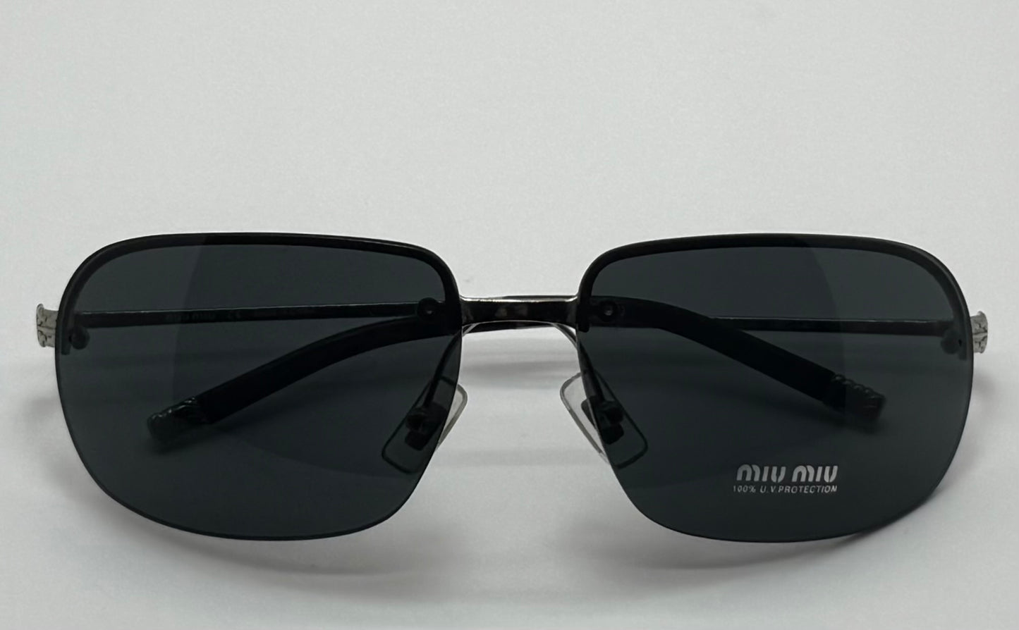 MIU MIU SMU57H Y2K Vintage Deadstock Rimless Shield Sunglasses-Full Kit