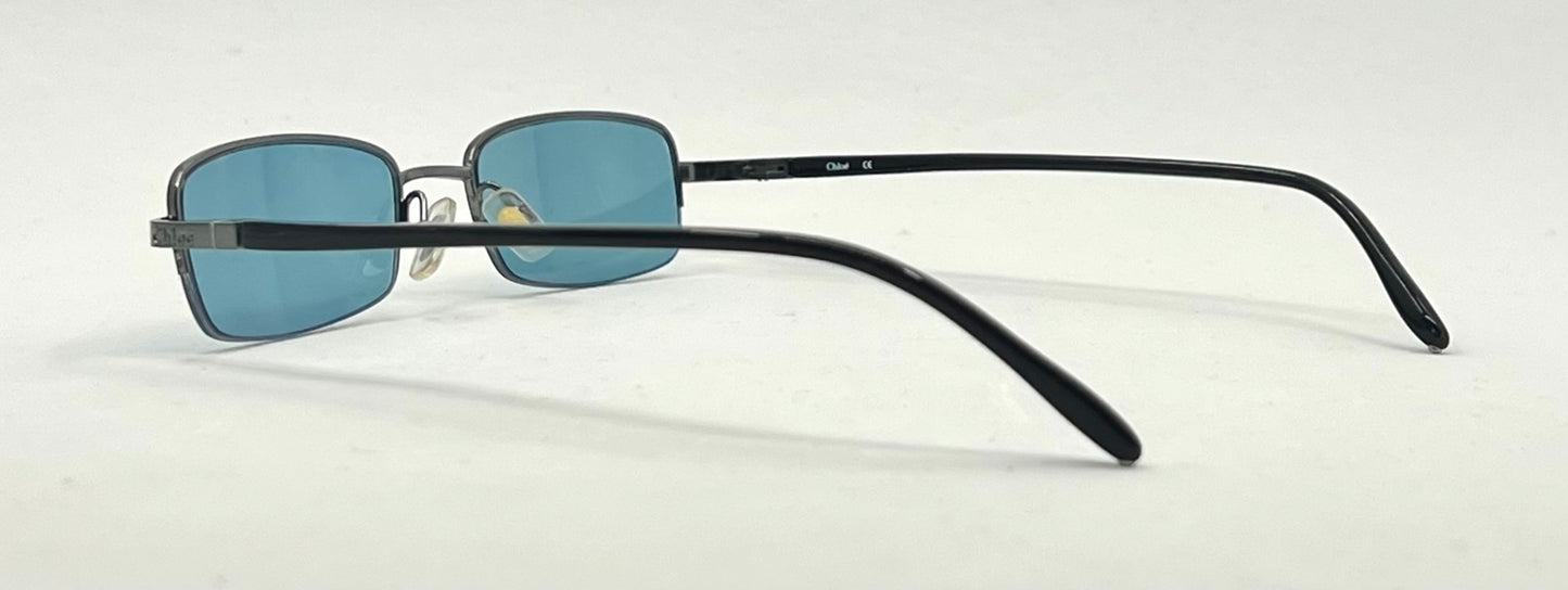 Chloé CL 1105 C01 Y2K Half-Rim Sunglasses-New Solid Aquamarine Custom Lenses