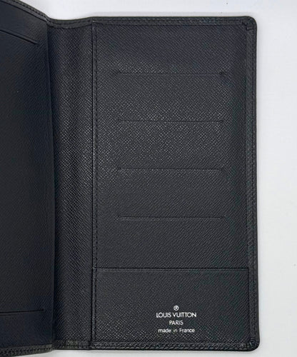 Louis Vuitton Taiga Leather Long Wallet-Black-Made in France-Unused-Archive