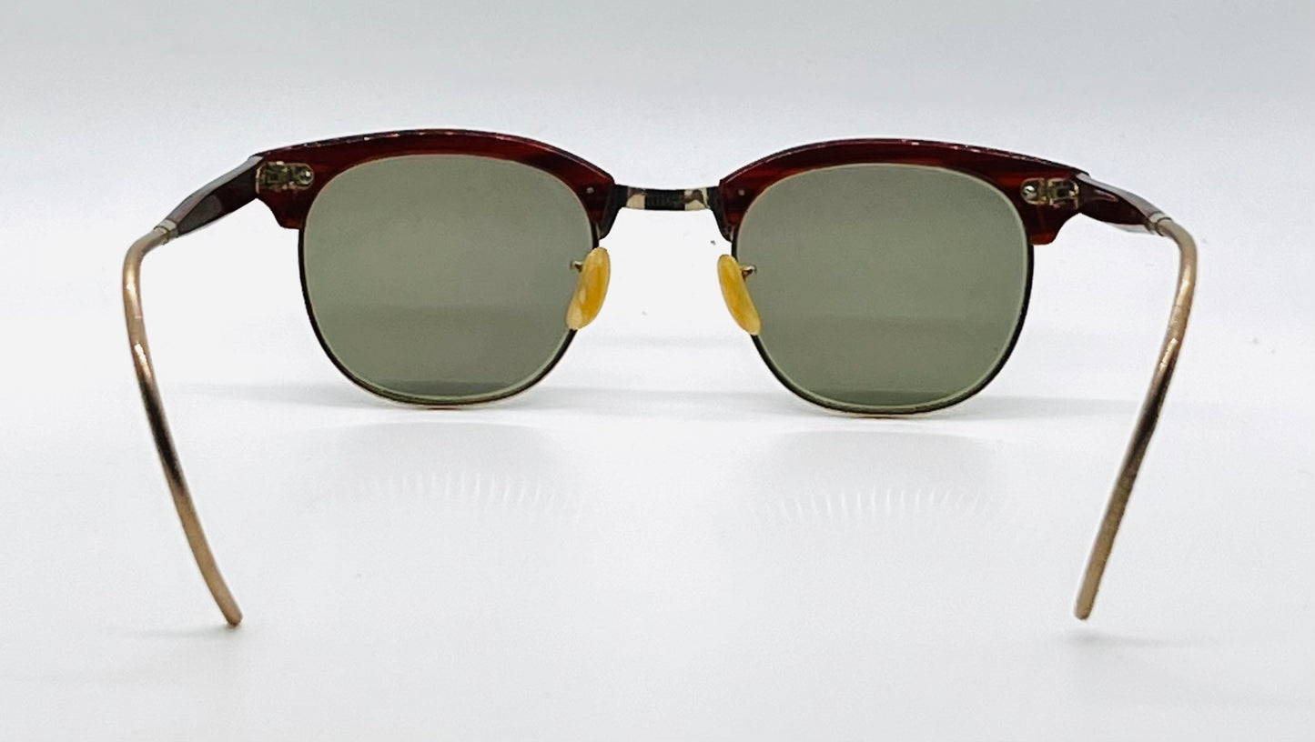 Shuron 12K Gold Filled Browline Vintage Sunglasses-New/Custom Lenses