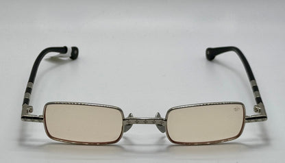 Brand New Philippe V X2 Titanium Rectangle Glasses | Yellow Lenses | Mirrored Silver Clip-On | Made in Japan