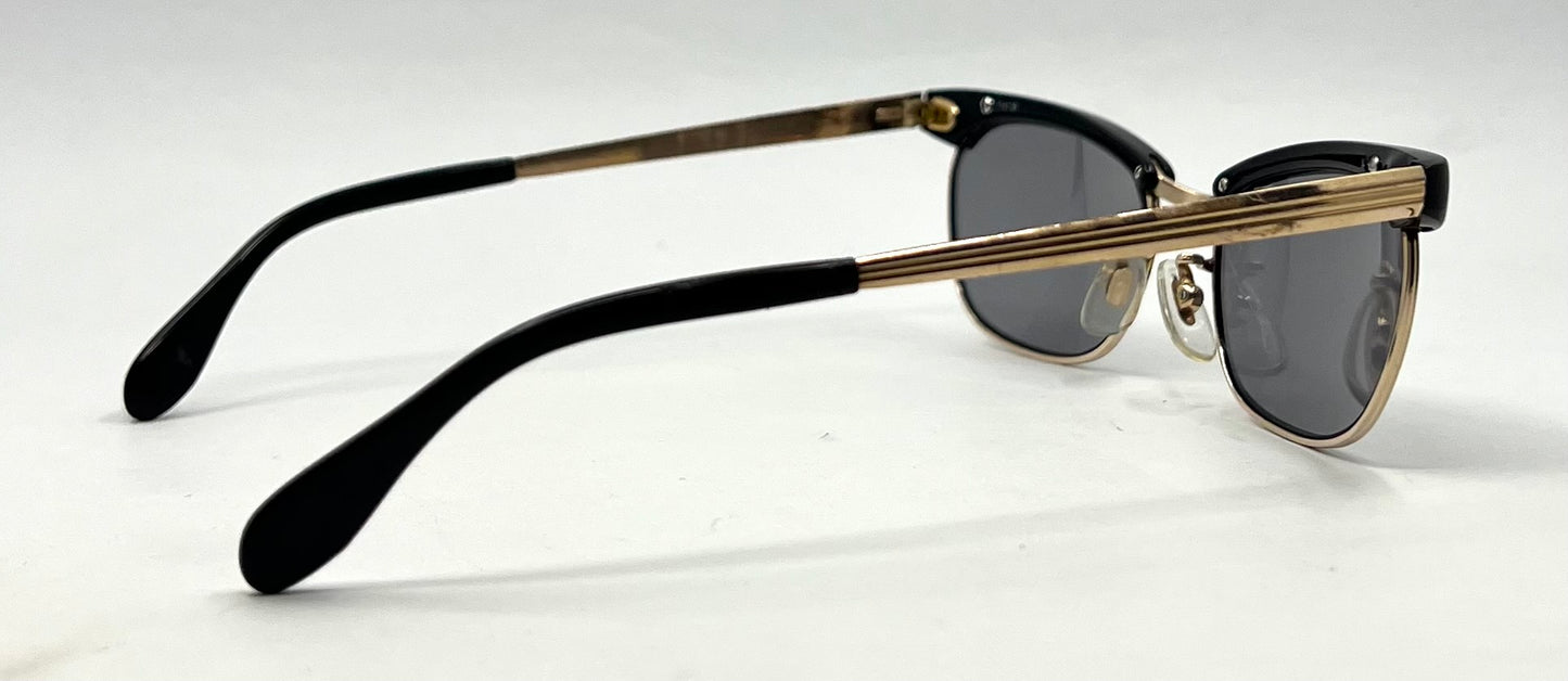 Vintage 1/5 12K Gold-Filled Half-Rim Sunglasses-New Grey Tinted Custom Lenses