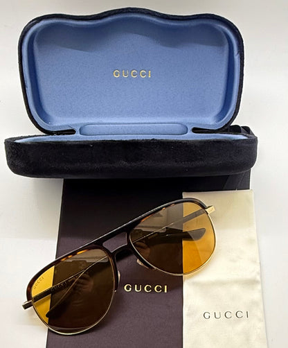 Gucci GG0292S 004 Tortoise & Gold Aviator Sunglasses-Full Kit-Brand New