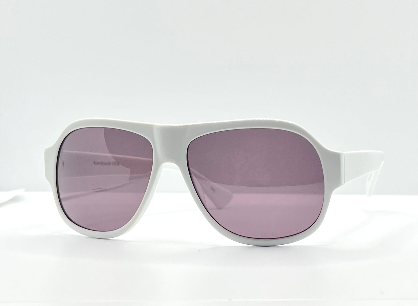 Kala Eyewear “Player” – White Acetate Frame – Dark Plum Lenses – Handmade in the USA