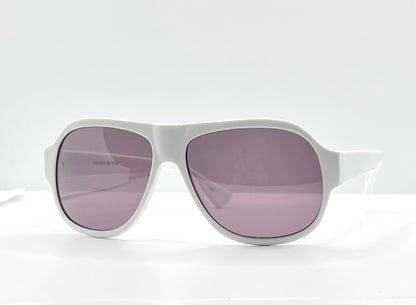 Kala Eyewear “Player” – White Acetate Frame – Dark Plum Lenses – Handmade in the USA