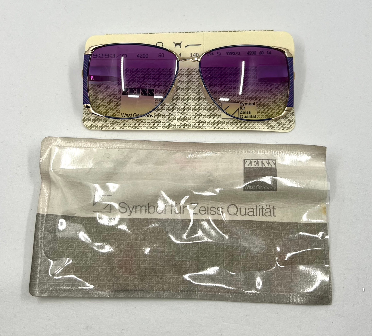 ZEISS 9293/0 Vintage Sunglasses w/New Purple to Yellow Gradient Custom Lenses-60mm