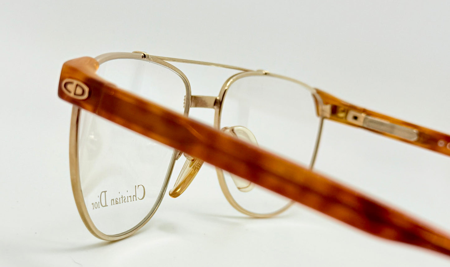 Vintage New/Deadstock Christian Dior 2722 10 Gold & Chestnut Frames – 54mm