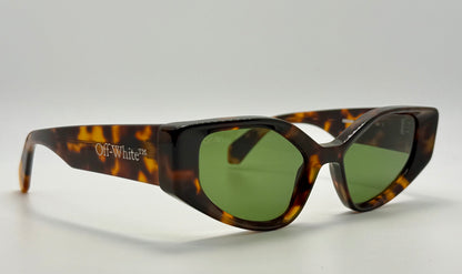 Brand New Off-White™ OERI063 6055 Sunglasses – Tortoise Frame with Green Lenses