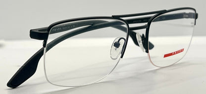 Prada VPS 51M 55-19-145 Black Red Half-Rim Glasses Made in Italy-New