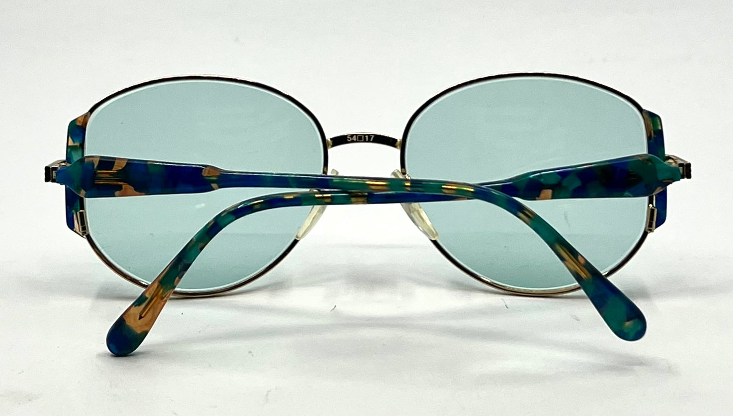 Maurice St Michel Vintage Italian Sunglasses-New Solid  Aqua Custom Tinted Lenses