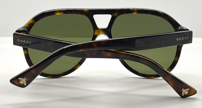 GUCCI GG0759S 002-Dark Havana Pilot Sunglasses-Optyl-Bee Detail-Full Kit-56mm