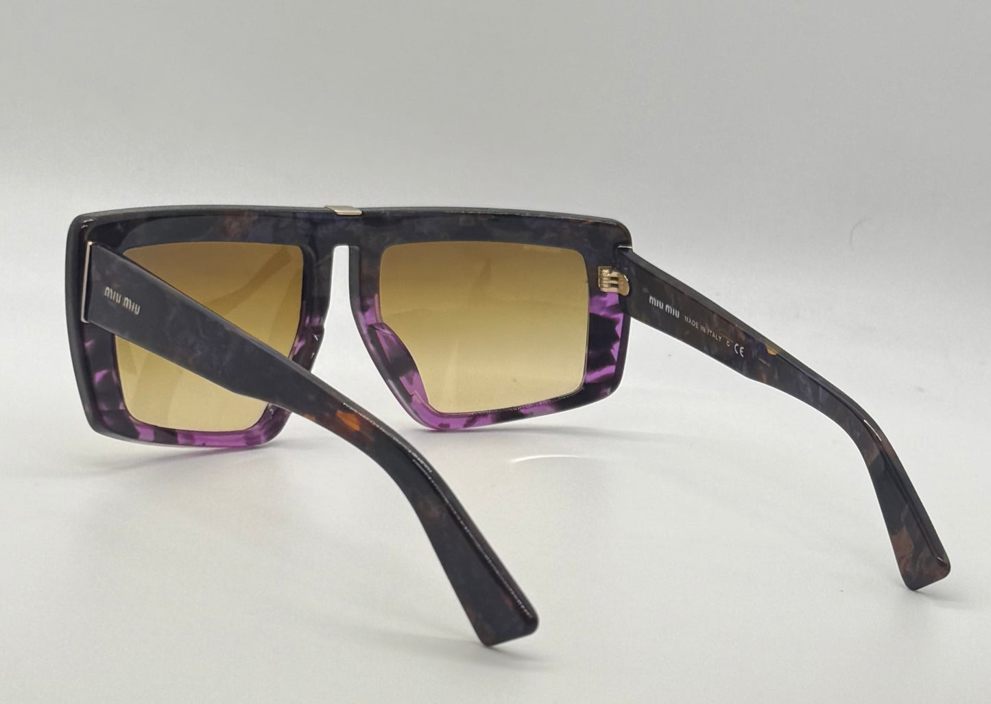 Miu Miu Smu 05O Vintage Sunglasses-Marbled Purple Amber Frame-Italy-55Mm