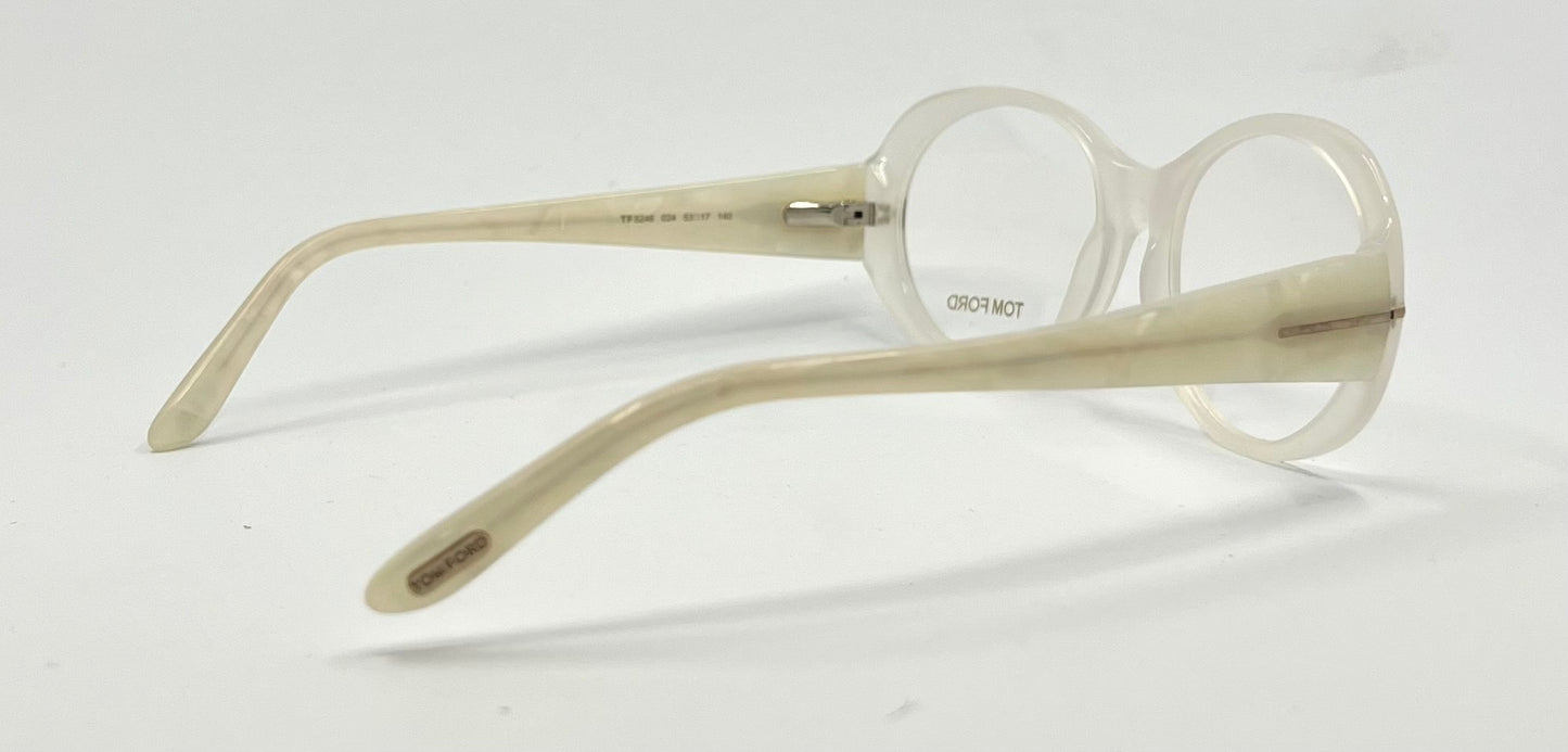 Tom Ford TF5246 024 Ivory Pearl Oval Eyeglasses 53-17-140 Italy Deadstock