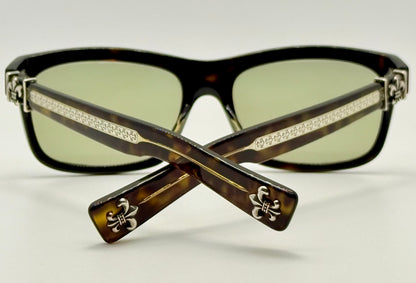 Brand New Chrome Hearts “MYDIXADRYLL” Sunglasses Tortoise Frame w/.925 Sterling Silver-Made in Japan