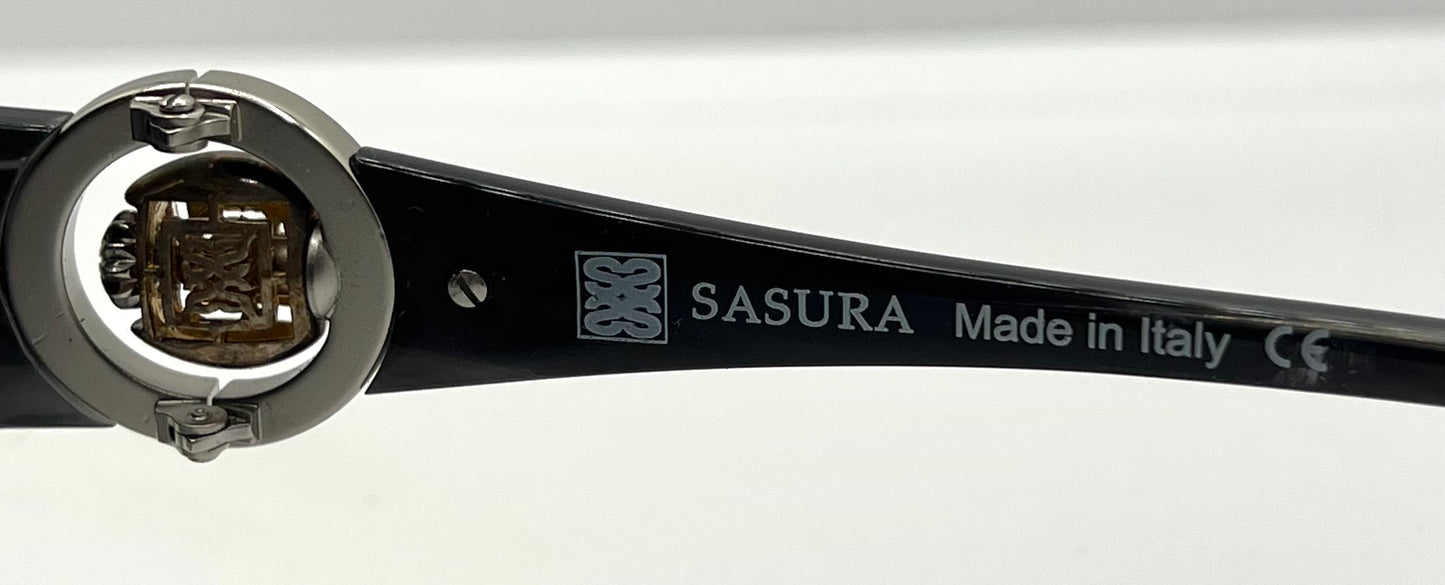 Sasura S202 Sunglasses Black 56-17 Spinner Temple Design Made in Italy NOS