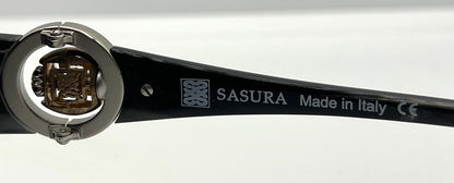 Sasura S202 Sunglasses Black 56-17 Spinner Temple Design Made in Italy NOS