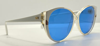 Silhouette M1149/20 Vintage Sunglasses White/Crystal w/New Solid Blue Custom Lenses-48mm-Unworn