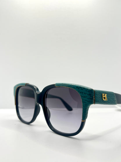 Vintage Emmanuelle Khanh 8980 RQ 16V Sunglasses – Green Ostrich Detail – France