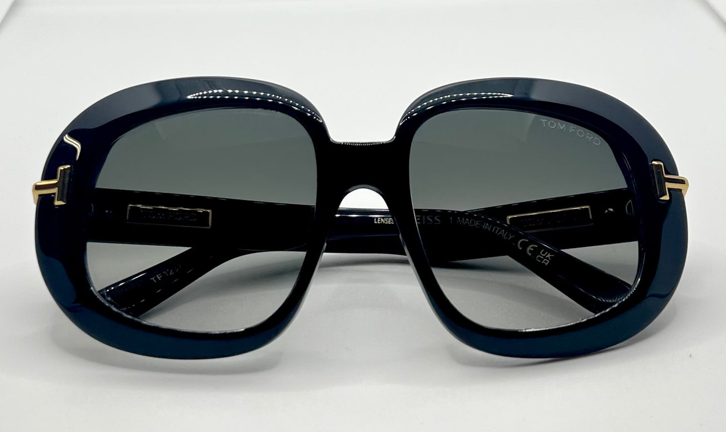 TOM FORD ICON COLLECTION TF1237 01B Sunglasses-ZEISS Gradient Lenses-Full Kit-NEW