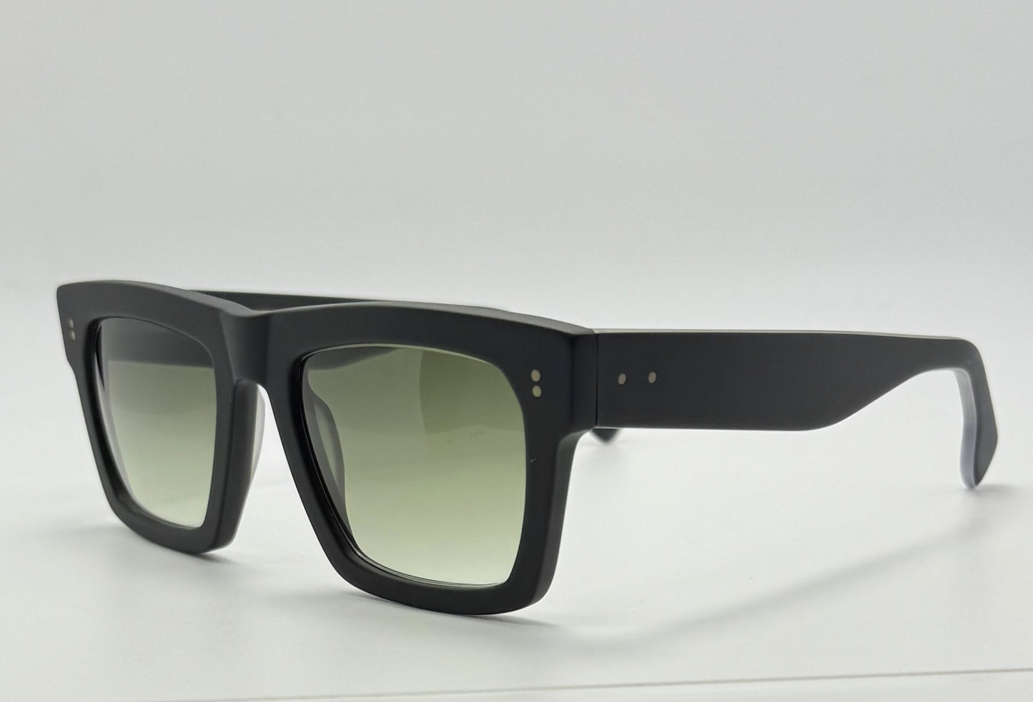 JAZO Sunglasses-Bold Square Sunglasses – Black Acetate with Green Gradient Lenses-Brand New