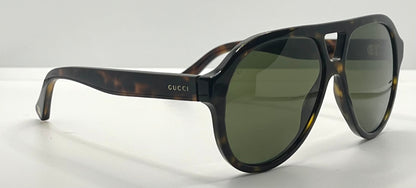 GUCCI GG0759S 002-Dark Havana Pilot Sunglasses-Optyl-Bee Detail-Full Kit-56mm