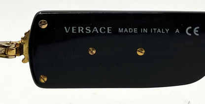 Versace VE2150Q Medusa Leather Bridge Gold Aviator Sunglasses-Unworn-Full Kit