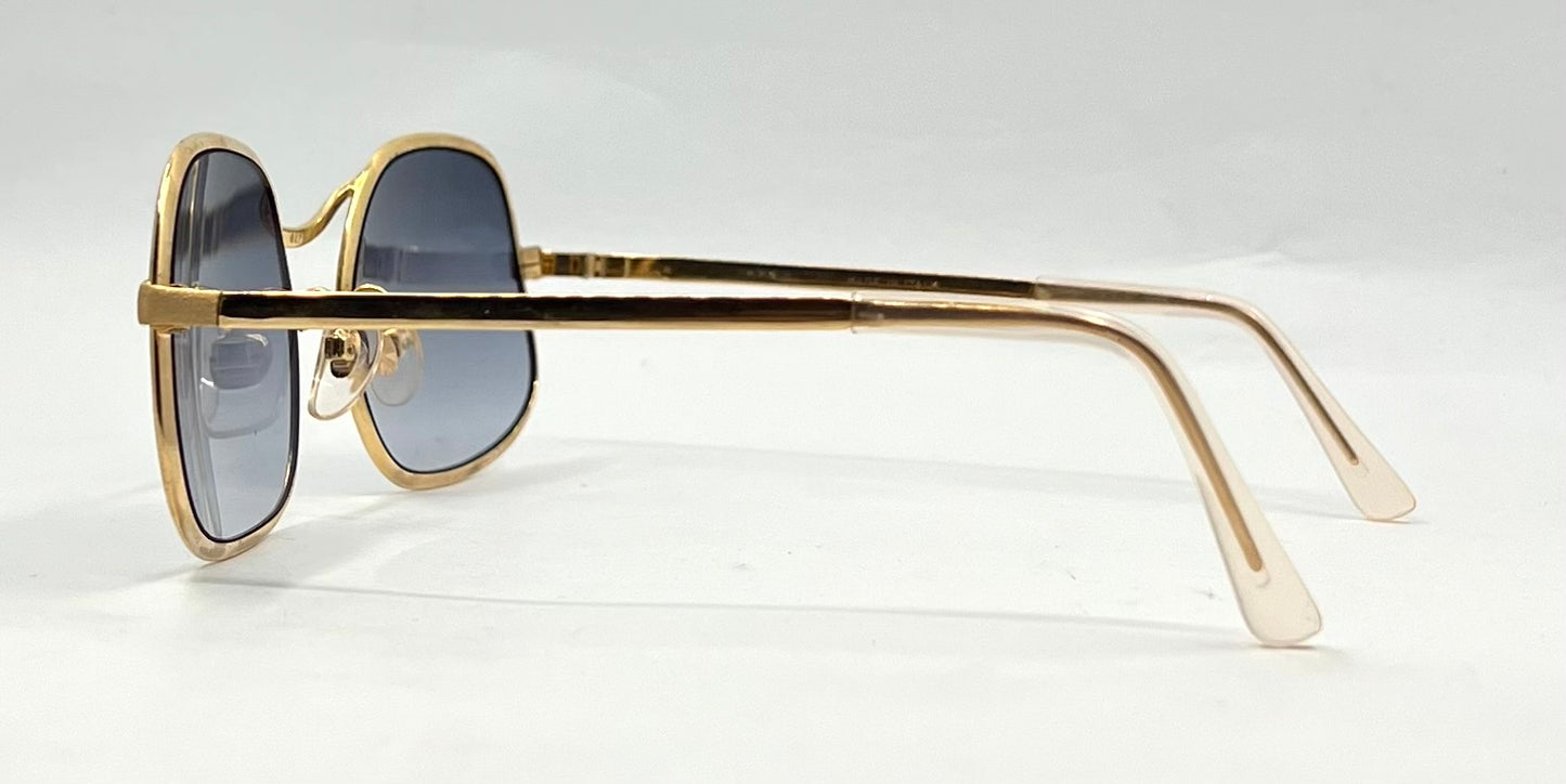 RPS Italy Gold Metal Vintage Sunglasses-New Blue Gradient Custom Tinted Lesnes