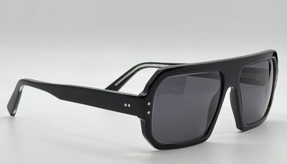 JAZO JO33 C031 Black Sunglasses – Handcrafted in Italy, Carbon Fiber Temples, Green Lenses