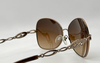 BVLGARI 6025-B Sunglasses-Crystal Temple-Brown Gradient Lenses-Unworn-Italy-60mm