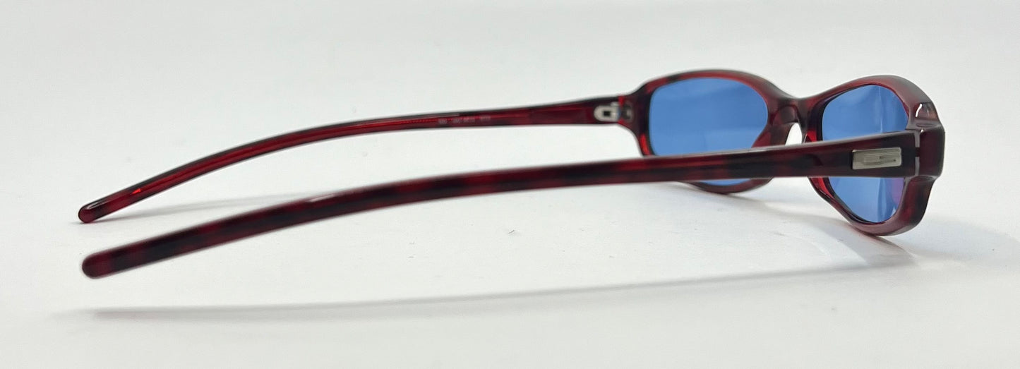 Gucci Oval Burgundy Sunglasses-New Solid Blue Second Chance Customs Lenses-Unworn