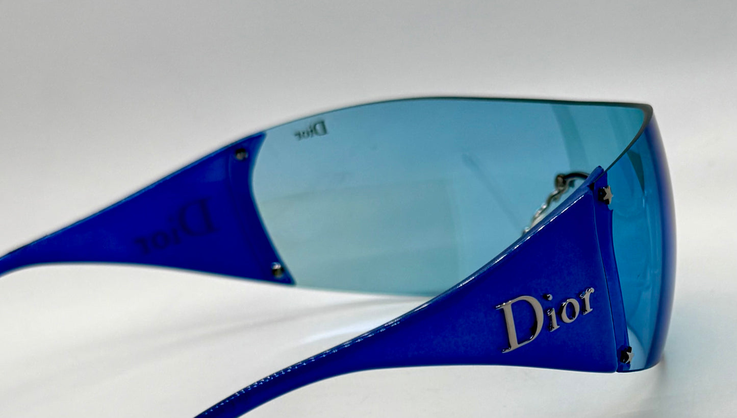 Christian Dior Golf W08 Blue Shield Sunglasses Italy Safilo Y2K Full Kit