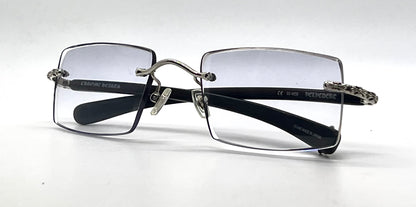 Chrome Hearts VELVEDERE SS-WEB-Vintage Rimless Wood Temple-New Custon Blue Zero Lenses