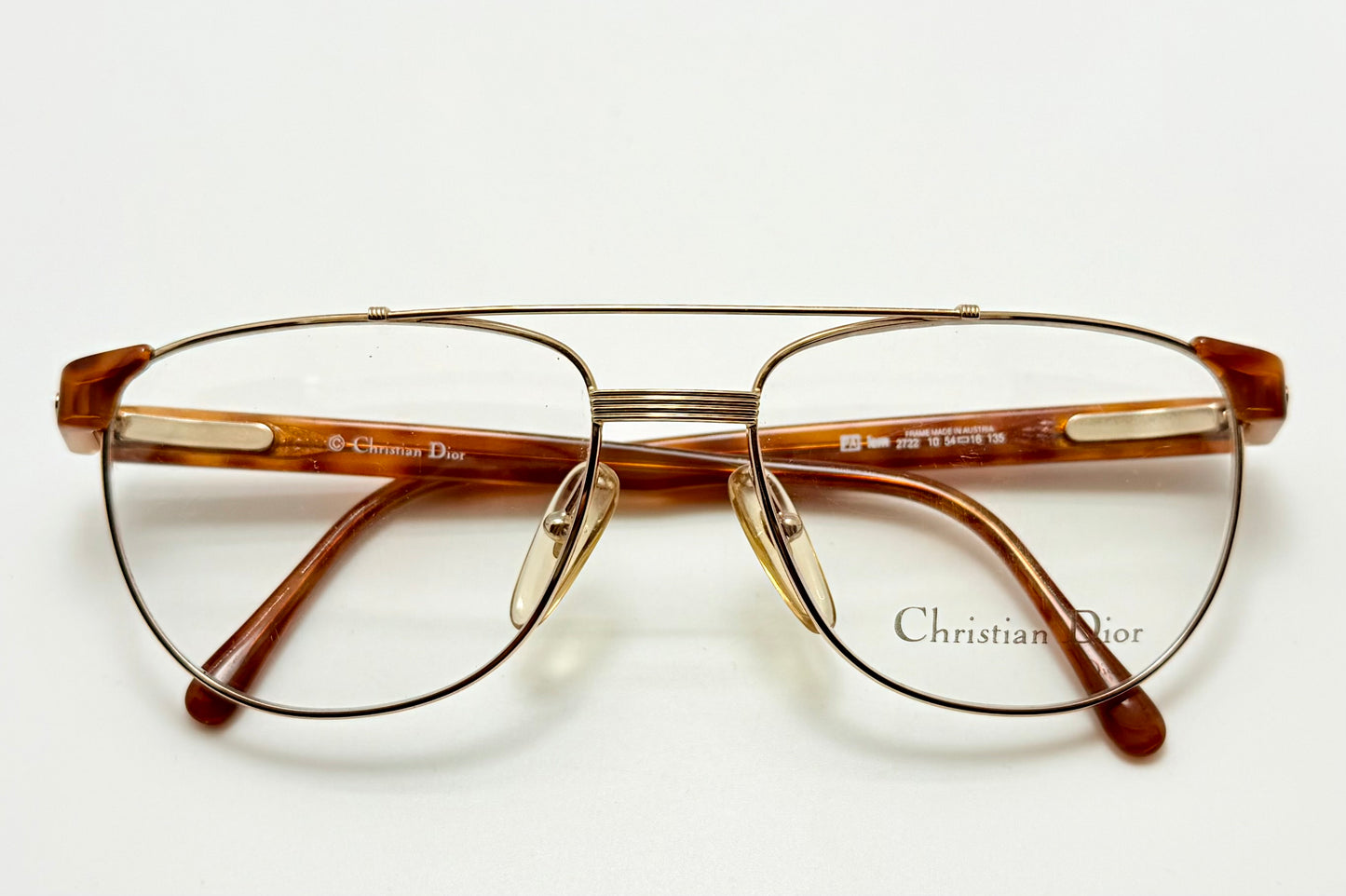 Vintage New/Deadstock Christian Dior 2722 10 Gold & Chestnut Frames – 54mm