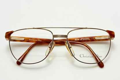 Vintage New/Deadstock Christian Dior 2722 10 Gold & Chestnut Frames – 54mm