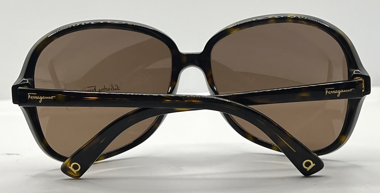 Salvatore Ferragamo 2178 102/73 Tortoise Brown 63mm Sunglasses Italy NOS