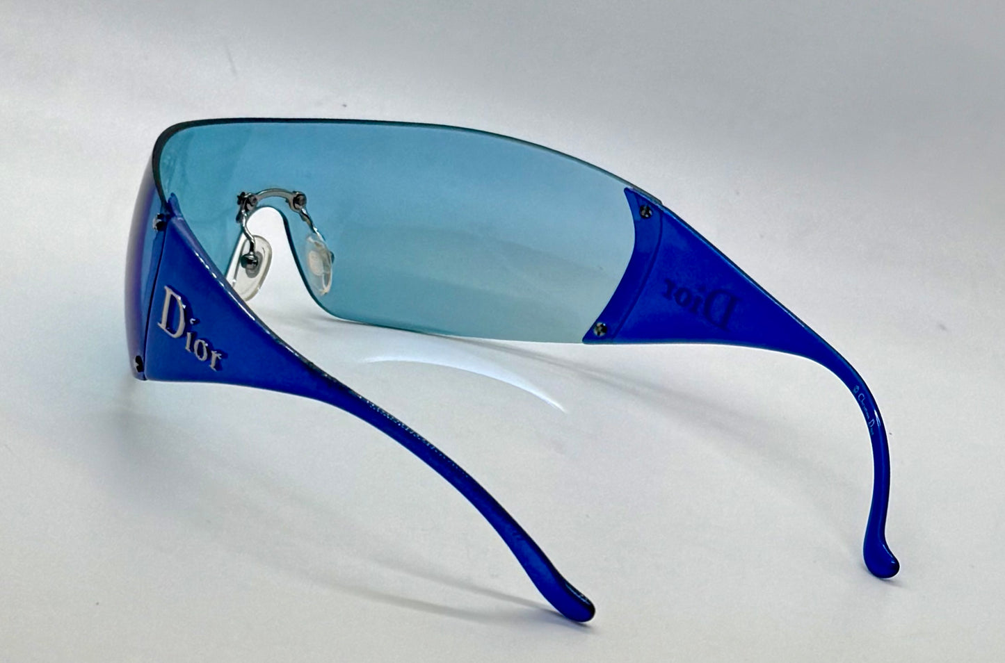 Christian Dior Golf W08 Blue Shield Sunglasses Italy Safilo Y2K Full Kit