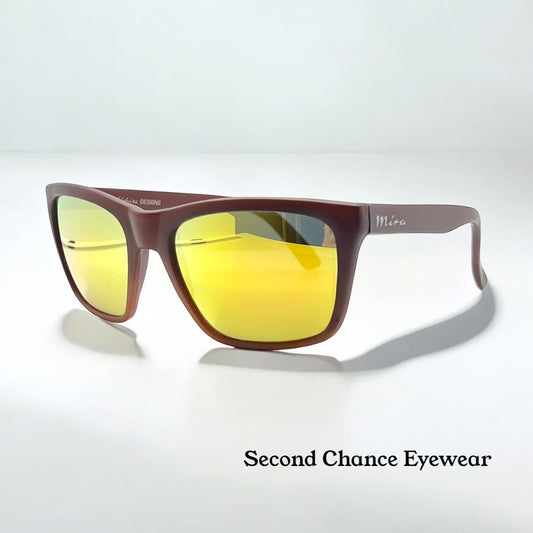 Mira M45 Vintage Sunglasses – Matte Red Frame w/ Yellow Mirror Lenses – NOS