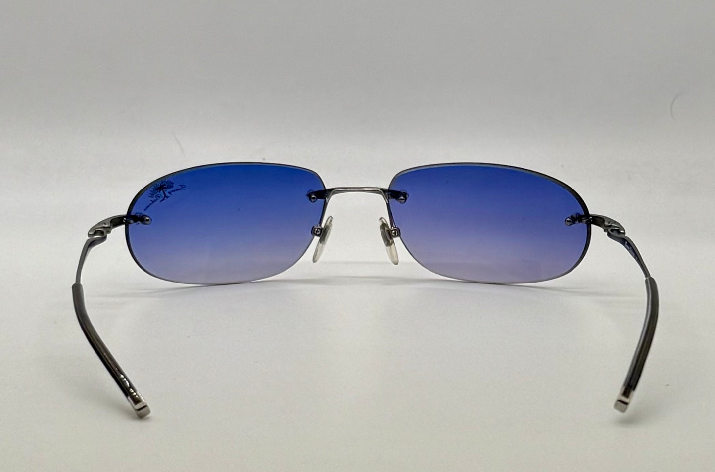 Tommy Bahama TB7/SA Sunglasses Rimless Shield Matte Silver Purple Y2K Deadstock