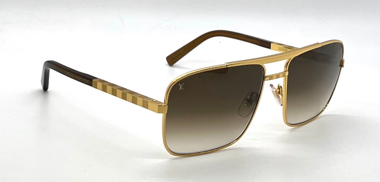 Louis Vuitton Z0259U Attitude Damier Gold Pilot Sunglasses Full Kit 59mm