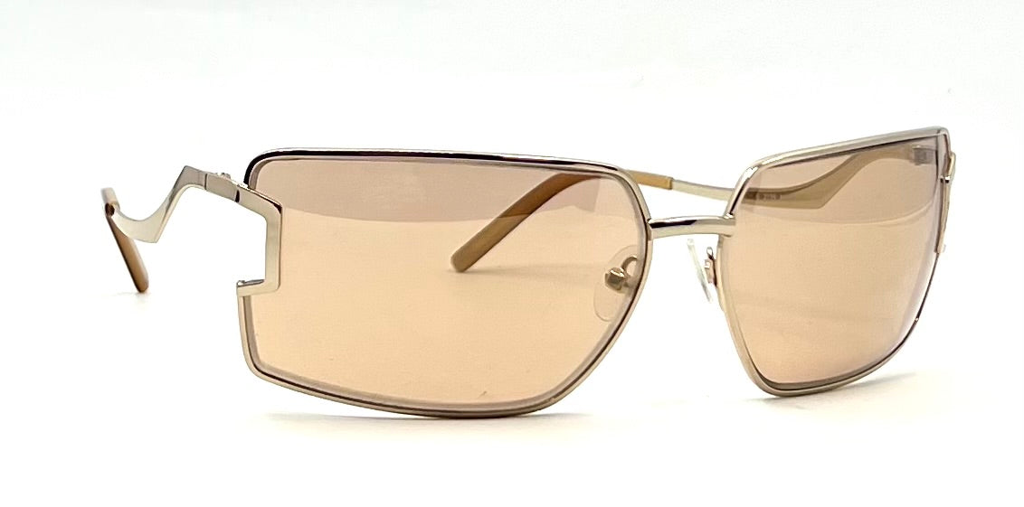 Basile 2135-Vintage Sunglasses 63mm Gold Italy Oversized Geometric Frame