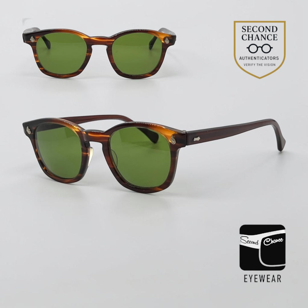 American Optical Vintage Hinge Wellington Tortoise-New Custom Green Lens Sunglasses