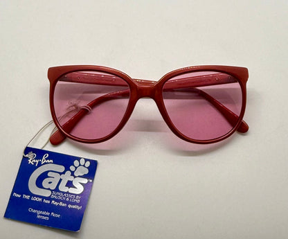 Ray-Ban CATS 1000 Red 1980s-B&L Changeable Rose Lenses-Vintage-France-UNWORN