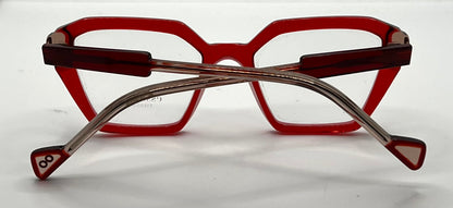 Esse Due ORTI Red Geometric Acetate Eyeglasses 53mm – Handmade in Italy – New Unworn