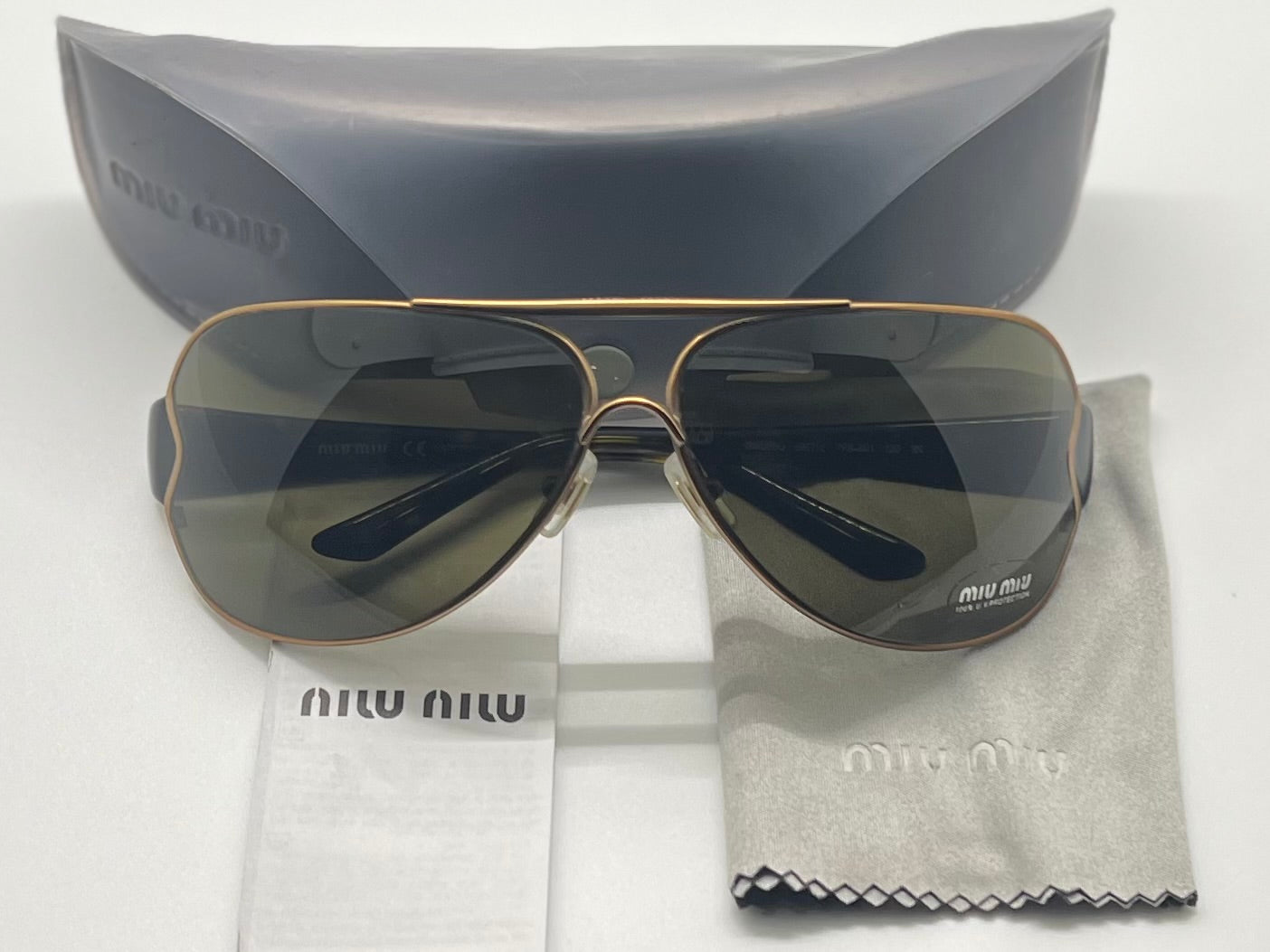 Y2K MIU MIU Pilot/Shield Sunglasses-Mod. SMU55G-Brand New/Unworn 68mm-FULL KIT