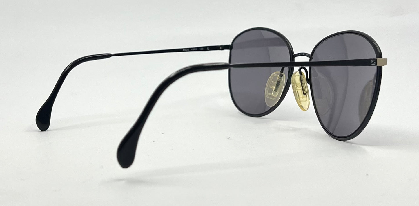 Zeiss 6595 4202 Vintage Sunglasses-New Solid Black Second Chance Custom Lenses-Unworn