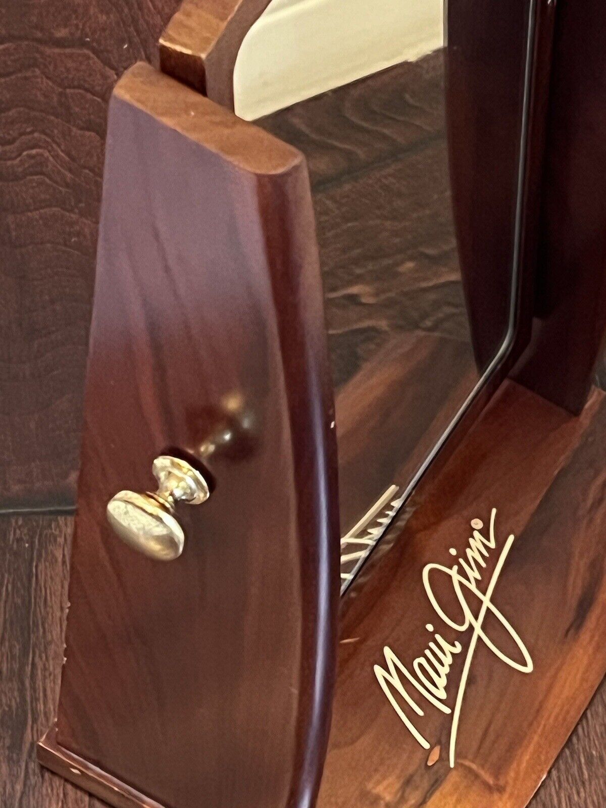 Maui Jim Countertop Wood Mirror - Rare In-Store Marketing - Height: 14 Inches